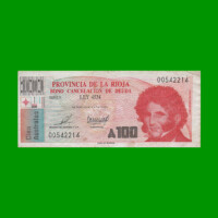 BONO DE LA RIOJA 100,00 DE AUSTRALES, EC 043, AÑO 1989, ESTADO BUENO+.-