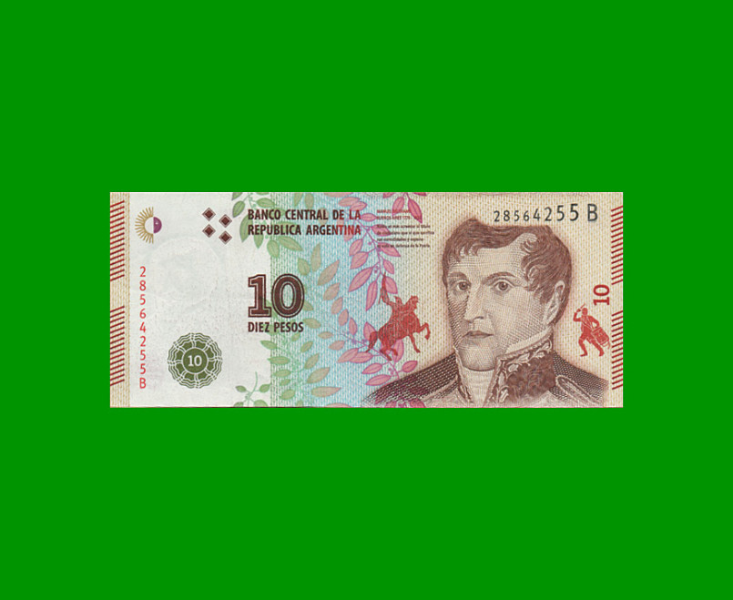 PESOS 3er DISEÑO $10,00, BOT 4002, AÑO 2016, ESTADO EXCELENTE-.-