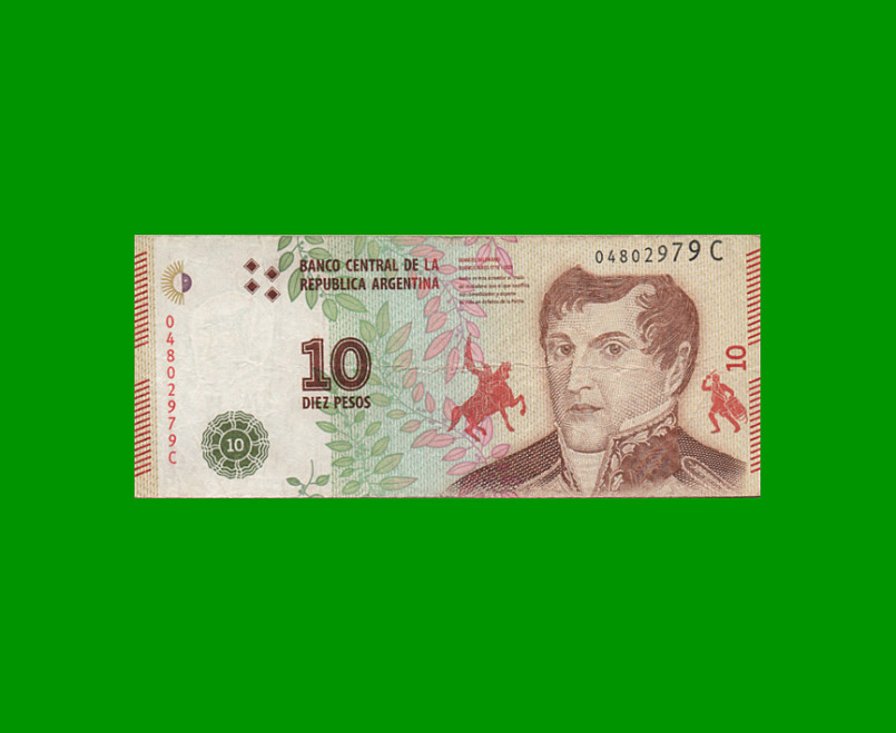 PESOS 3er DISEÑO $10,00, BOT 4003, AÑO 2016, ESTADO BUENO+.-