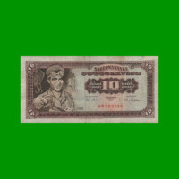 BILLETE DE YUGOSLAVIA 10 DINARA, PICK 78b, AÑO 1965 ESTADO BUENO.-
