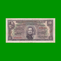 BILLETE DE URUGUAY $10,00, PICK 37d, SERIE D, ESTADO MUY BUENO-. -