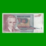 BILLETE DE YUGOSLAVIA 5.000.000 DINARA, PICK 121, AÑO 1993 ESTADO EXCELENTE- .-