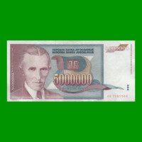 BILLETE DE YUGOSLAVIA 5.000.000 DINARA, PICK 121, AÑO 1993 ESTADO MUY BUENO .-