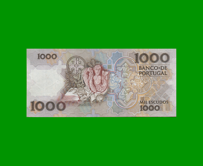 BILLETE DE PORTUGAL 1.000 ESCUDOS, PICK 181i, AÑO 1992 ESTADO BUENO+.- - Imagen 2