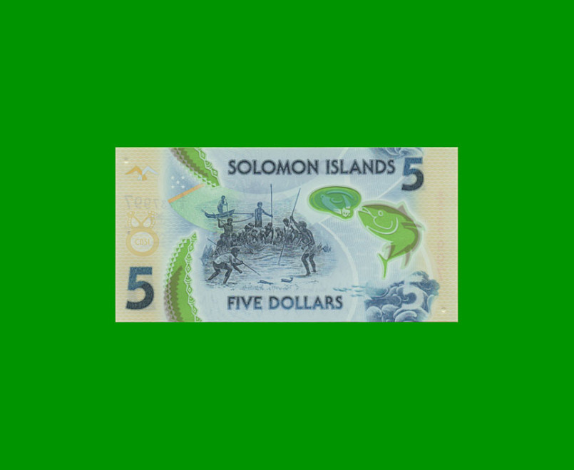 BILLETE DE ISLAS SALOMON 5 DOLARES, POLYMERO, PICK 38, ESTADO SIN CIRCULAR.- - Imagen 2