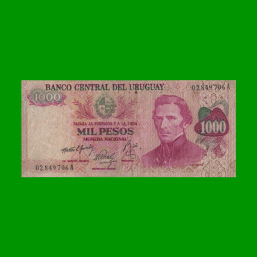 BILLETE DE URUGUAY $1.000,00, PICK 52, AÑO 1974, SERIE A, ESTADO BUENO.-