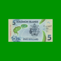 BILLETE DE ISLAS SALOMON 5 DOLARES, POLYMERO, PICK 38, ESTADO SIN CIRCULAR.-