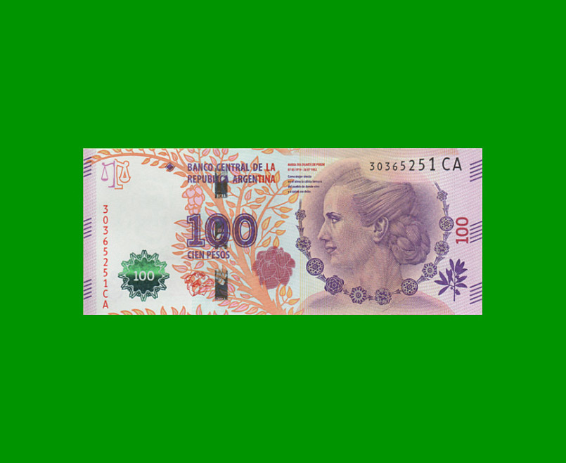 PESOS 3er DISEÑO $100,00, BOT 4336, AÑO 2016, ESTADO SIN CIRCULAR.-