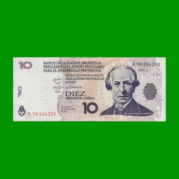 BONO REPOSICION NACIONAL LECOP $ 10,00, EC 205R, ESTADO EXCELENTE- .-