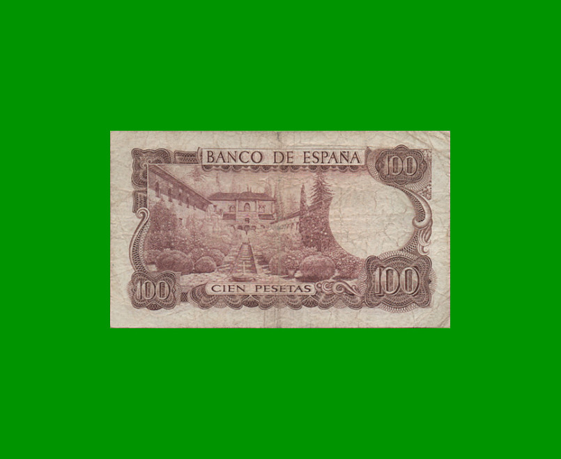 BILLETE DE ESPAÑA 100 PESETAS, PICK 152, AÑO 1970, ESTADO BUENO .- - Imagen 2