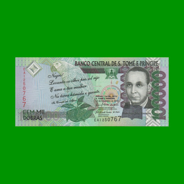 BILLETE DE SANTO TOME & PRINCIPE 100.000 DOBRAS, PICK 69b, AÑO 2010, ESTADO SIN CIRCULAR.-