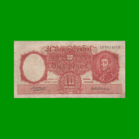 MONEDA NACIONAL $10,00, BOT 1957, AÑO 1957, ESTADO BUENO.-