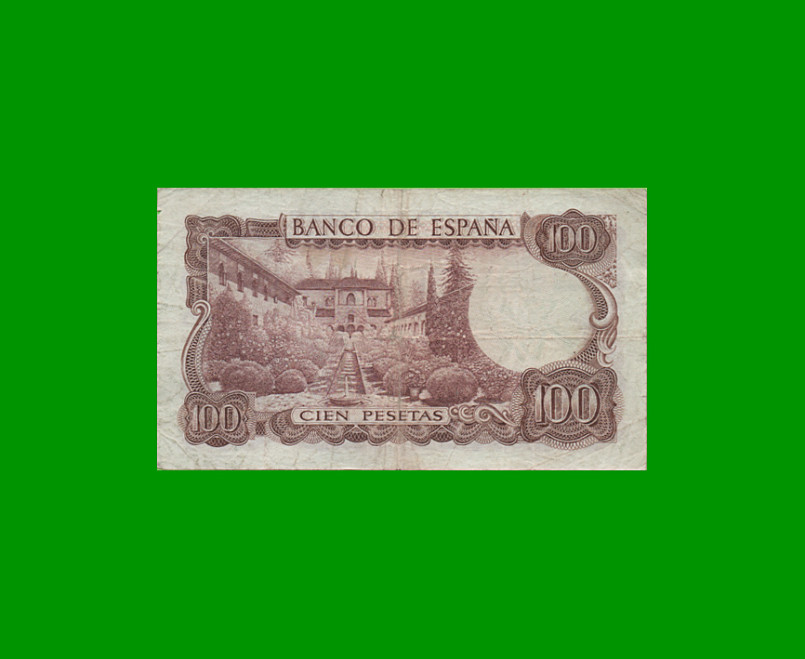 BILLETE DE ESPAÑA 100 PESETAS, PICK 152, AÑO 1970, ESTADO BUENO+ .- - Imagen 2