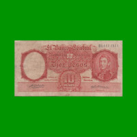 MONEDA NACIONAL $10,00, BOT 1958, AÑO 1957, ESTADO BUENO.-