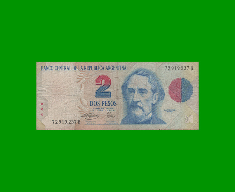 PESOS CONVERTIBLES 1er DISEÑO $2,00, BOT 3017, AÑO 1995, ESTADO BUENO.-