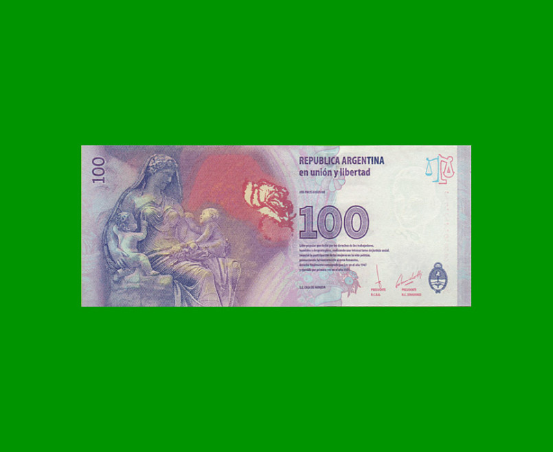 PESOS 3er DISEÑO $100,00,BOT 4340, , AÑO 2017, ESTADO SIN CIRCULAR .- - Imagen 2