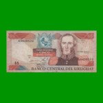 BILLETE DE URUGUAY $5,00 PICK 73A, AÑO 1997, SERIE A, ESTADO  BUENO+.-