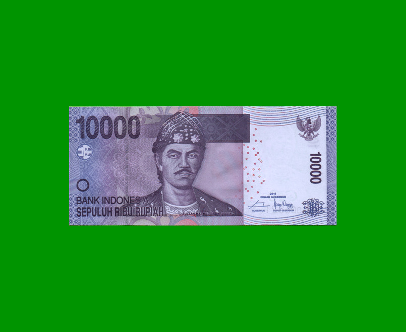 BILLETE DE INDONESIA 10.000 RUPIAS, PICK 150h, AÑO 2016, ESTADO SIN CIRCULAR.-