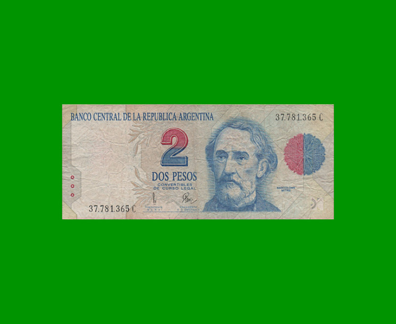 PESOS CONVERTIBLES 1er DISEÑO $2,00, BOT 3021, AÑO 1996, ESTADO BUENO.-