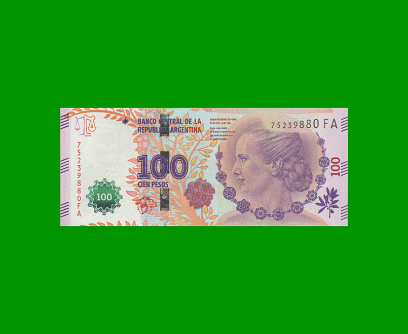 PESOS 3er DISEÑO $100,00,BOT 4340, , AÑO 2017, ESTADO SIN CIRCULAR .-