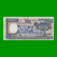 BILLETE DE URUGUAY $10.000,00 N$ PICK 67b, AÑO 1987, SERIE C, ESTADO MUY BUENO.-
