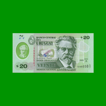 BILLETE DE URUGUAY $20,00, POLYMERO PICK NEW, ESTADO SIN CIRCULAR.-