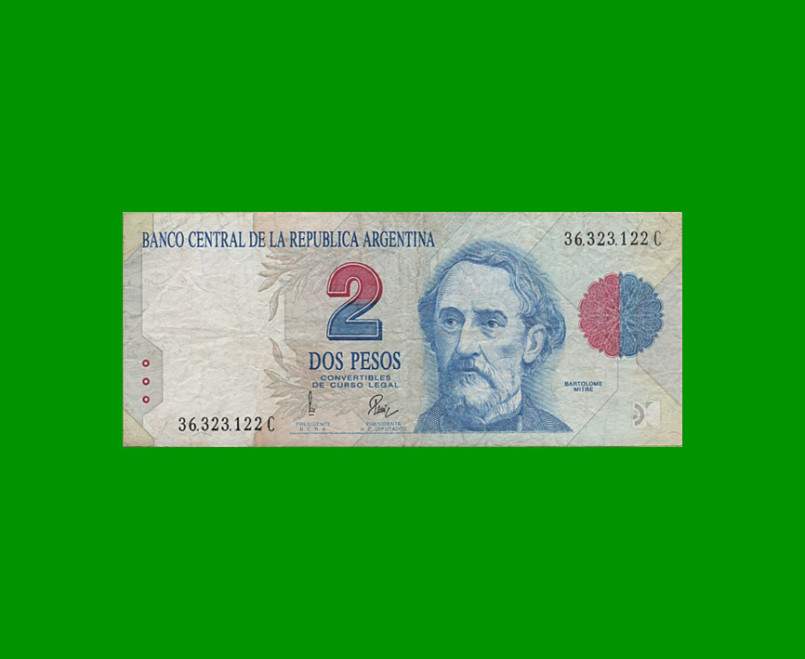 PESOS CONVERTIBLES 1er DISEÑO $2,00, BOT 3021, AÑO 1996, ESTADO BUENO+ .-