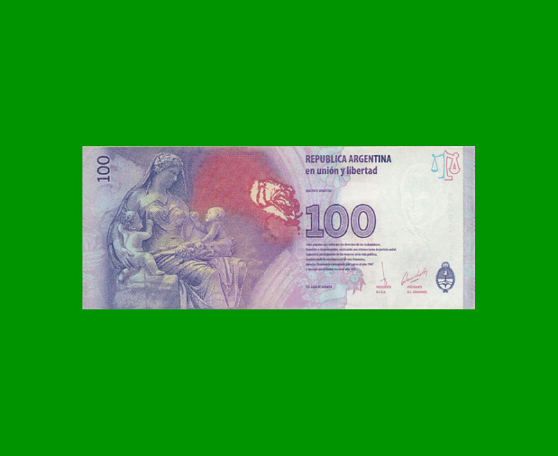 PESOS 3er DISEÑO $100,00,BOT 4341, , AÑO 2017, ESTADO EXCELENTE+ .- - Imagen 2