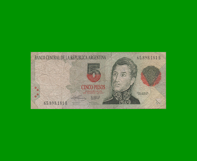 PESOS CONVERTIBLES 1er DISEÑO $5,00, BOT 3030, AÑO 1995, ESTADO BUENO.-