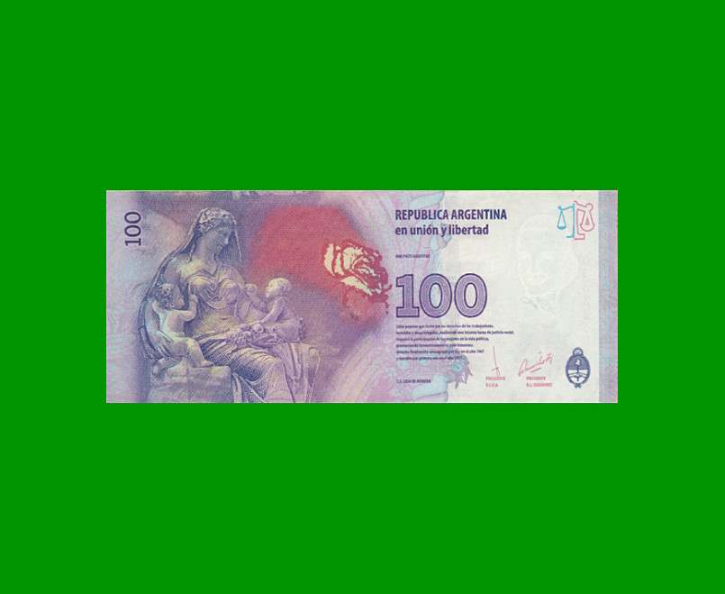 PESOS 3er DISEÑO $100,00,BOT 4341, , AÑO 2017, ESTADO SIN CIRCULAR .- - Imagen 2