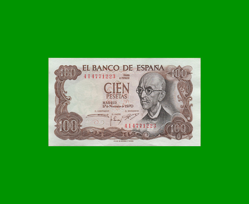 BILLETE DE ESPAÑA 100 PESETAS, PICK 152, AÑO 1970, ESTADO EXCELENTE+ .-