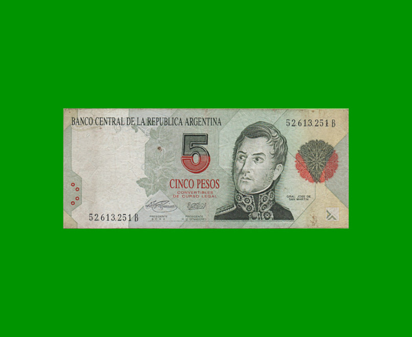 PESOS CONVERTIBLES 1er DISEÑO $5,00, BOT 3030, AÑO 1995, ESTADO BUENO+.-