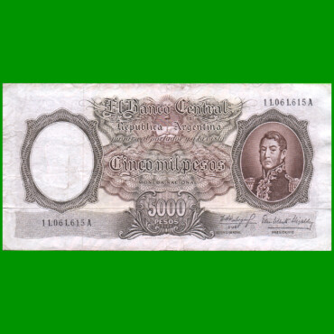 MONEDA NACIONAL $5.000,00, BOT 2174, AÑO 1964, ESTADO MUY BUENO- .-