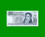 PESOS LEY 18.188 $5,00, BOT 2327, AÑO 1974, ESTADO MUY BUENO+.-