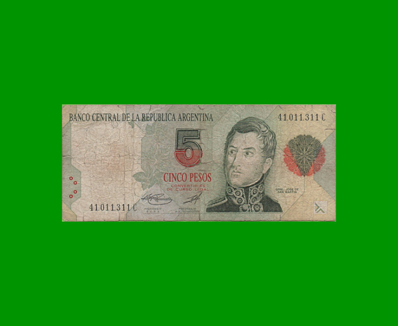 PESOS CONVERTIBLES 1er DISEÑO $5,00, BOT 3035, AÑO 1997, ESTADO BUENO.-