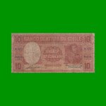 BILLETE DE CHILE $ 10,00, PICK 111, AÑO 1947/58, ESTADO BUENO.-