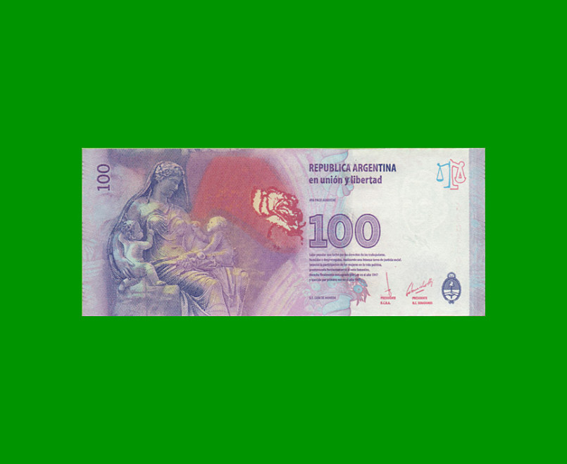 PESOS 3er DISEÑO $100,00,BOT 4343, , AÑO 2017, ESTADO SIN CIRCULAR.- - Imagen 2