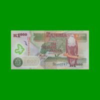 BILLETE DE ZAMBIA 1000 KWACHA, POLYMERO, PICK 44g, AÑO 2009, ESTADO SIN CIRCULAR.-
