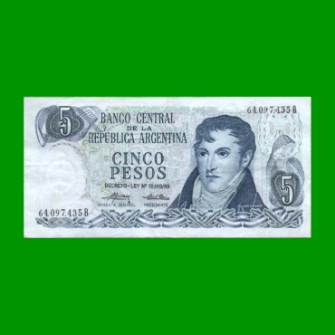 PESOS LEY 18.188 $5,00, BOT 2331, AÑO 1975, ESTADO MUY BUENO .-