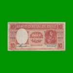 BILLETE DE CHILE $ 10,00, PICK 120, AÑO 1958/59, ESTADO BUENO+ .-