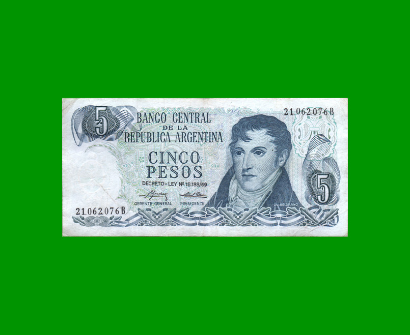 PESOS LEY 18.188 $5,00, BOT 2331a, AÑO 1975, ESTADO BUENO+ .-