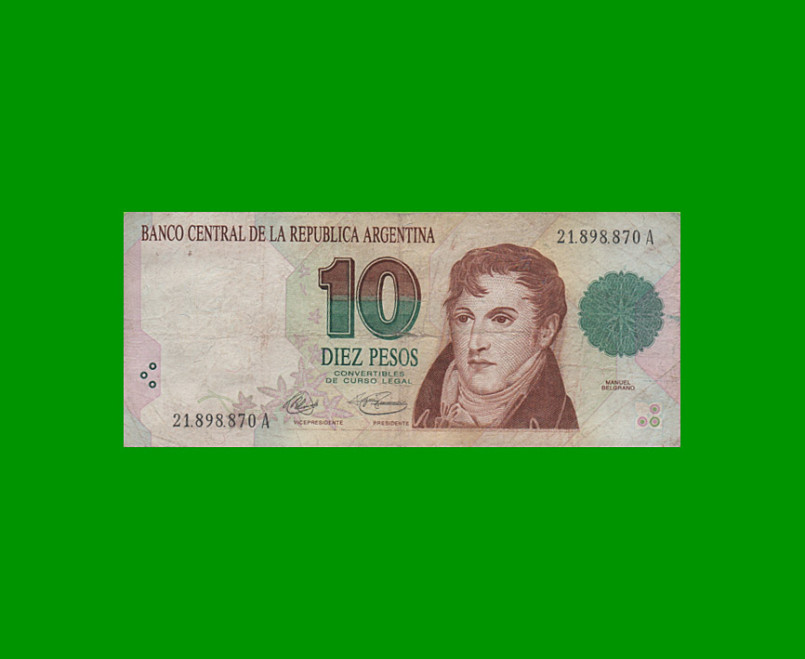 PESOS CONVERTIBLES 1er DISEÑO $10,00, BOT 3037, AÑO 1992, ESTADO BUENO+ .-