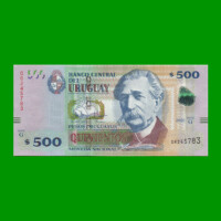 BILLETE DE URUGUAY $500,00 PICK 97c, AÑO 2020, SERIE G, ESTADO SIN CIRCULAR.-