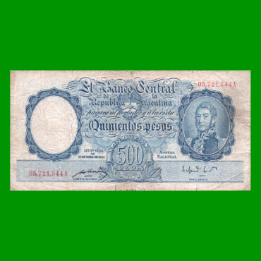 MONEDA NACIONAL $500,00, BOT 2094, AÑO 1951, ESTADO BUENO .-