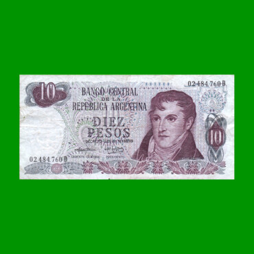 PESOS LEY 18.188 $10,00, BOT 2343, AÑO 1972, ESTADO MUY BUENO.-