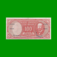 BILLETE DE CHILE $ 100,00 RESELLADO A 10 CENTESIMOS, PICK 127, ESTADO MUY BUENO+ .-