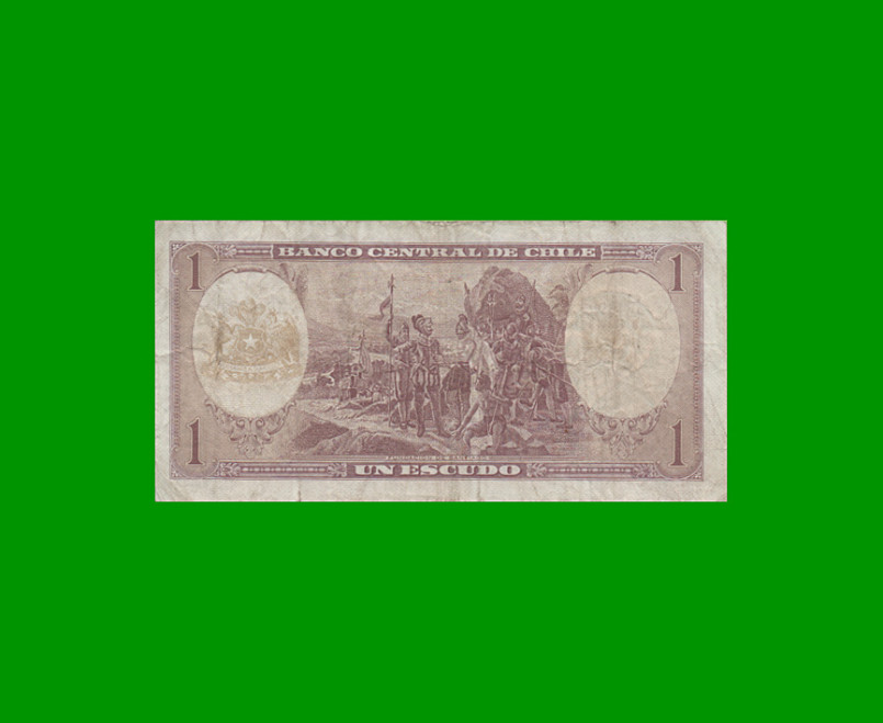 BILLETE DE CHILE 1 ESCUDO, PICK 136, AÑO 1967/70, ESTADO BUENO+- - Imagen 2