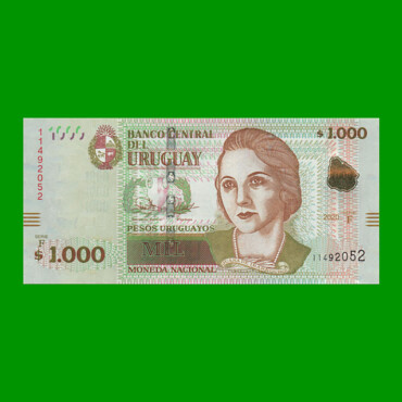 BILLETE DE URUGUAY $1.000,00 PICK 98b, AÑO 2020, SERIE F, ESTADO SIN CIRCULAR.-