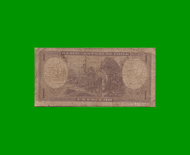 BILLETE DE CHILE 1 ESCUDO, PICK 136, AÑO 1967/70, ESTADO BUENO.- - Imagen 2