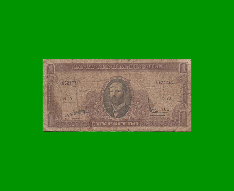 BILLETE DE CHILE 1 ESCUDO, PICK 136, AÑO 1967/70, ESTADO BUENO.-